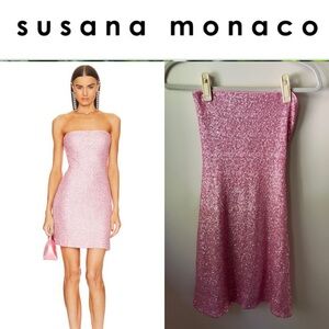 Susana Monaco Pink Sparkle Strapless Mini Dress